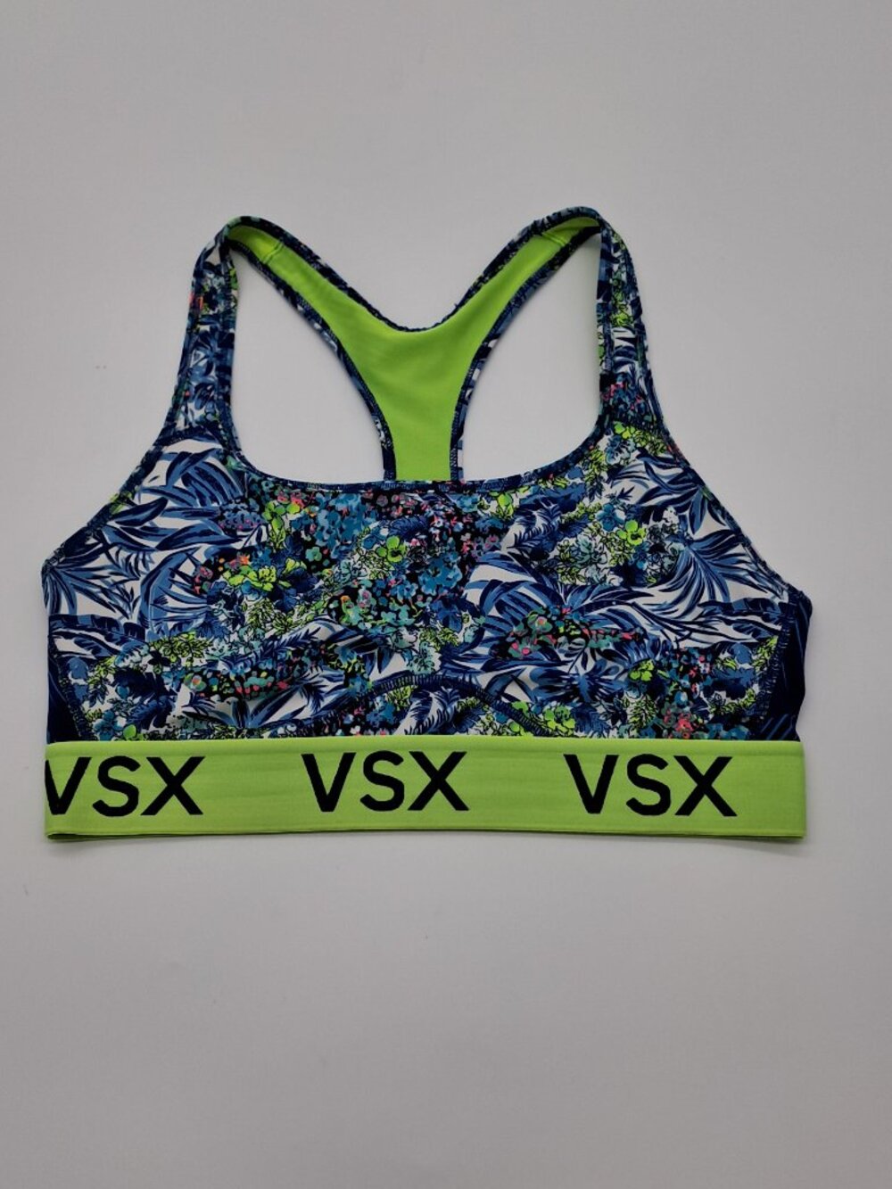 VSX Sport Victoria's Secret Racerback Multi Flower Blue/Green  Large